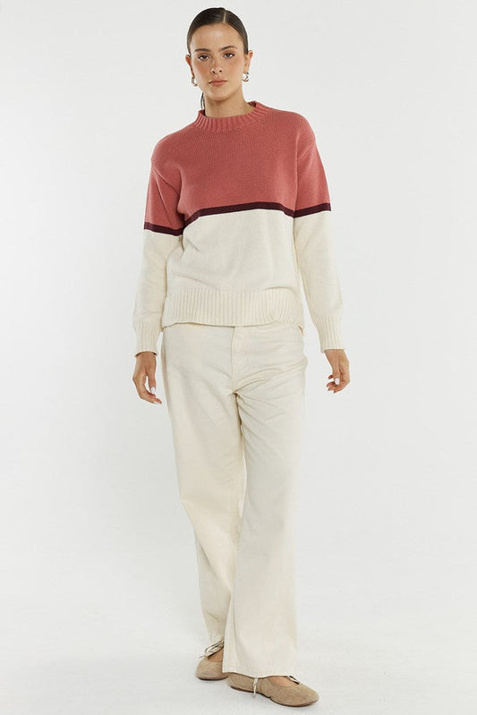 Sass Clothing Ivy Cotton Knit (Cream/Burg/Rose)