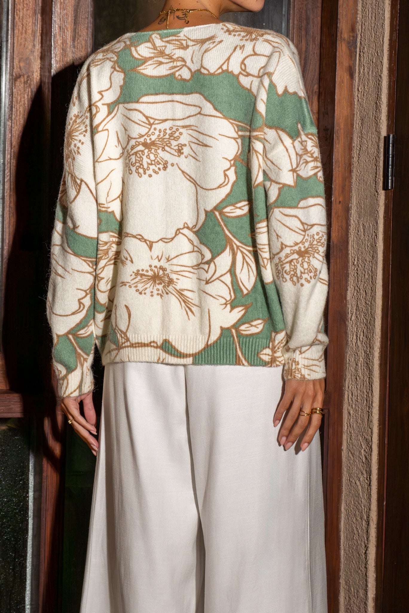 Heychic Lorraine Floral Knit Cardigan (Green)