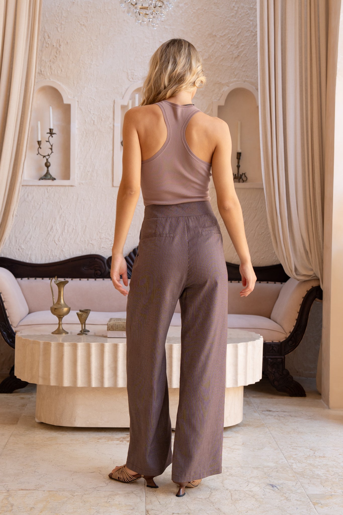 HEYCHIC Apryl Stripe Pants (Brown)