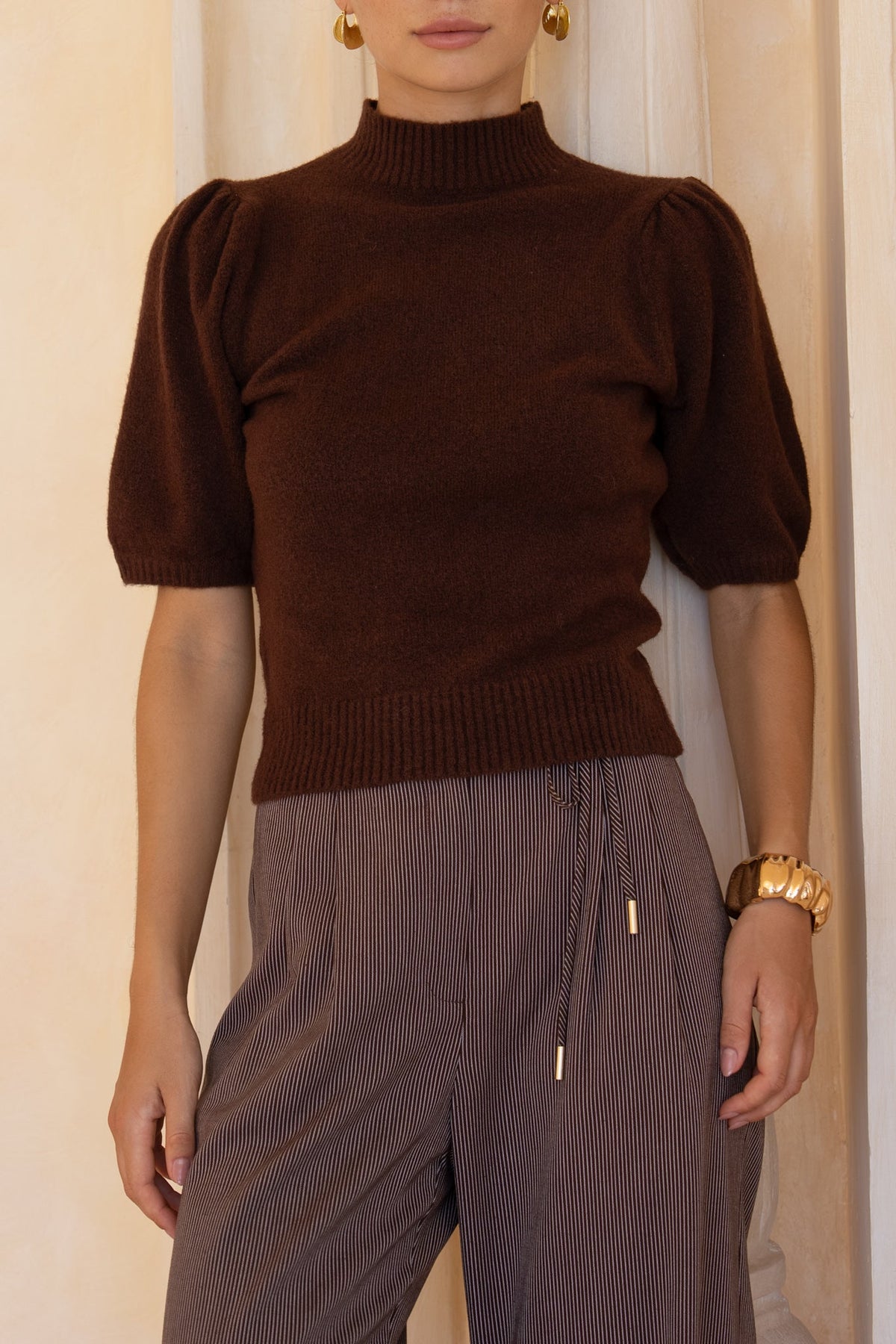 HEYCHIC Anne Knit Top (Brown)