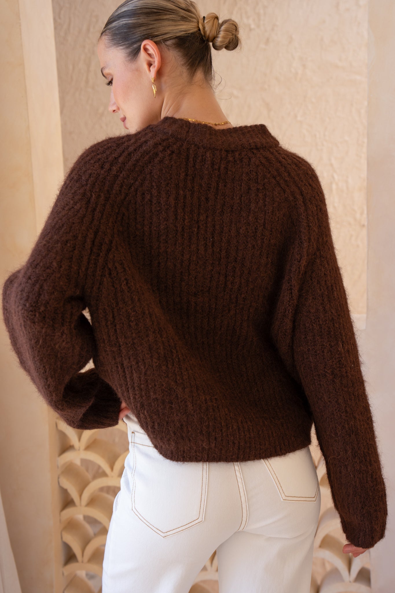 HEYCHIC Lottie Knit Cardigan (Brown)