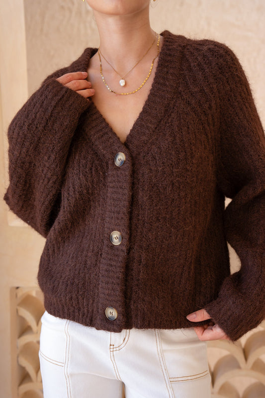 HEYCHIC Lottie Knit Cardigan (Brown)