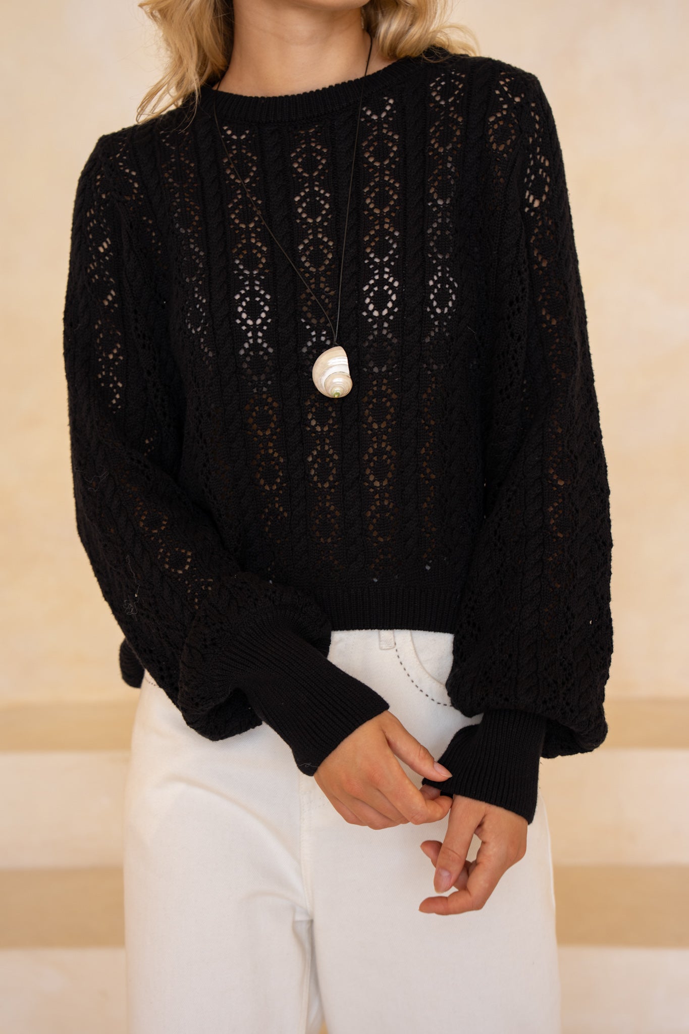 HEYCHIC Kinsley Pointelle Knit (Black)