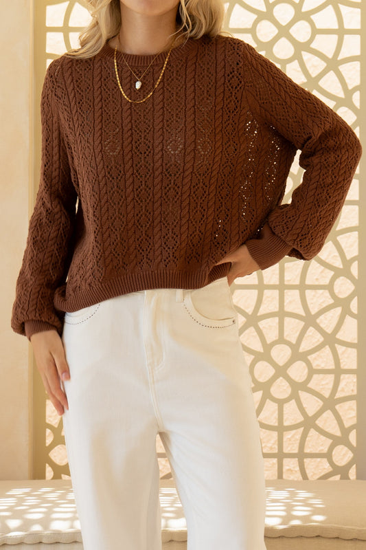 HEYCHIC Kinsley Pointelle Knit (Brown)