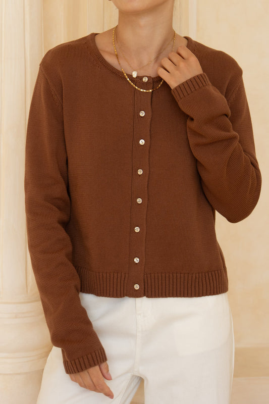 HEYCHIC Talia Knit Cardigan (Brown)