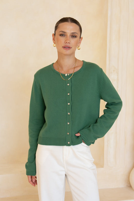 HEYCHIC Talia Knit Cardigan (Green)