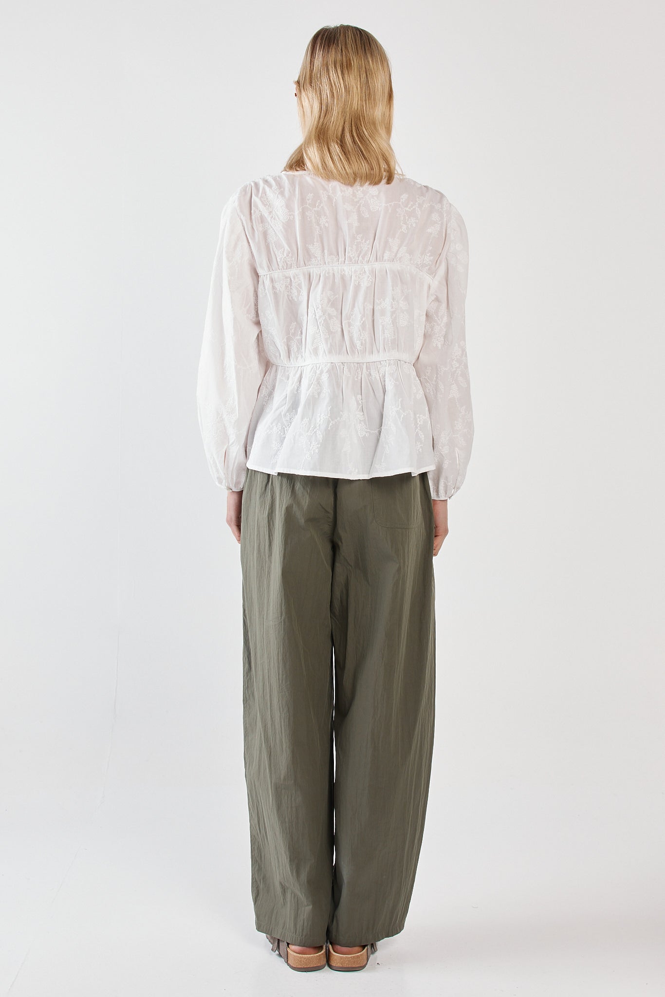 Sass Clothing Lois Embroidered Piped Blouse (White)