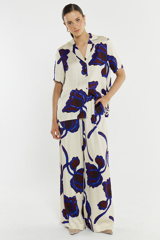 Sass Clothing Jade Satin Shirt (Winter Poppy)