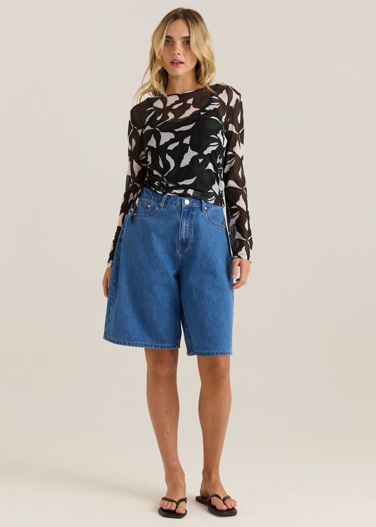 Sass Clothing Tarni Mesh Top (Iris Abstract Print)