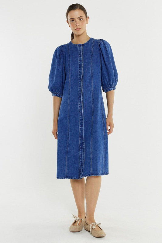 Sass Clothing Elijah Midi Denim Dress (Classic Blue)