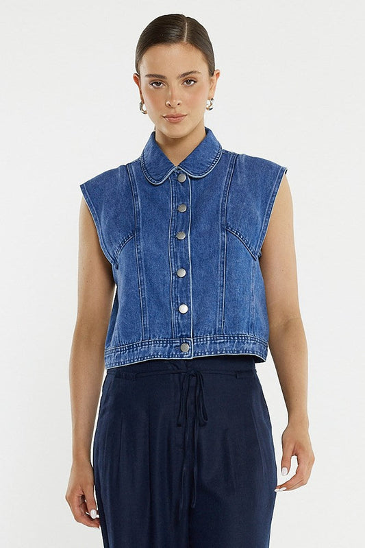 Sass Clothing Christian Denim Vest (Classic Blue)
