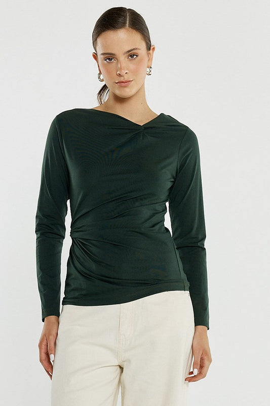 Sass Clothing Sophia Twisted Top (Bottle Green)