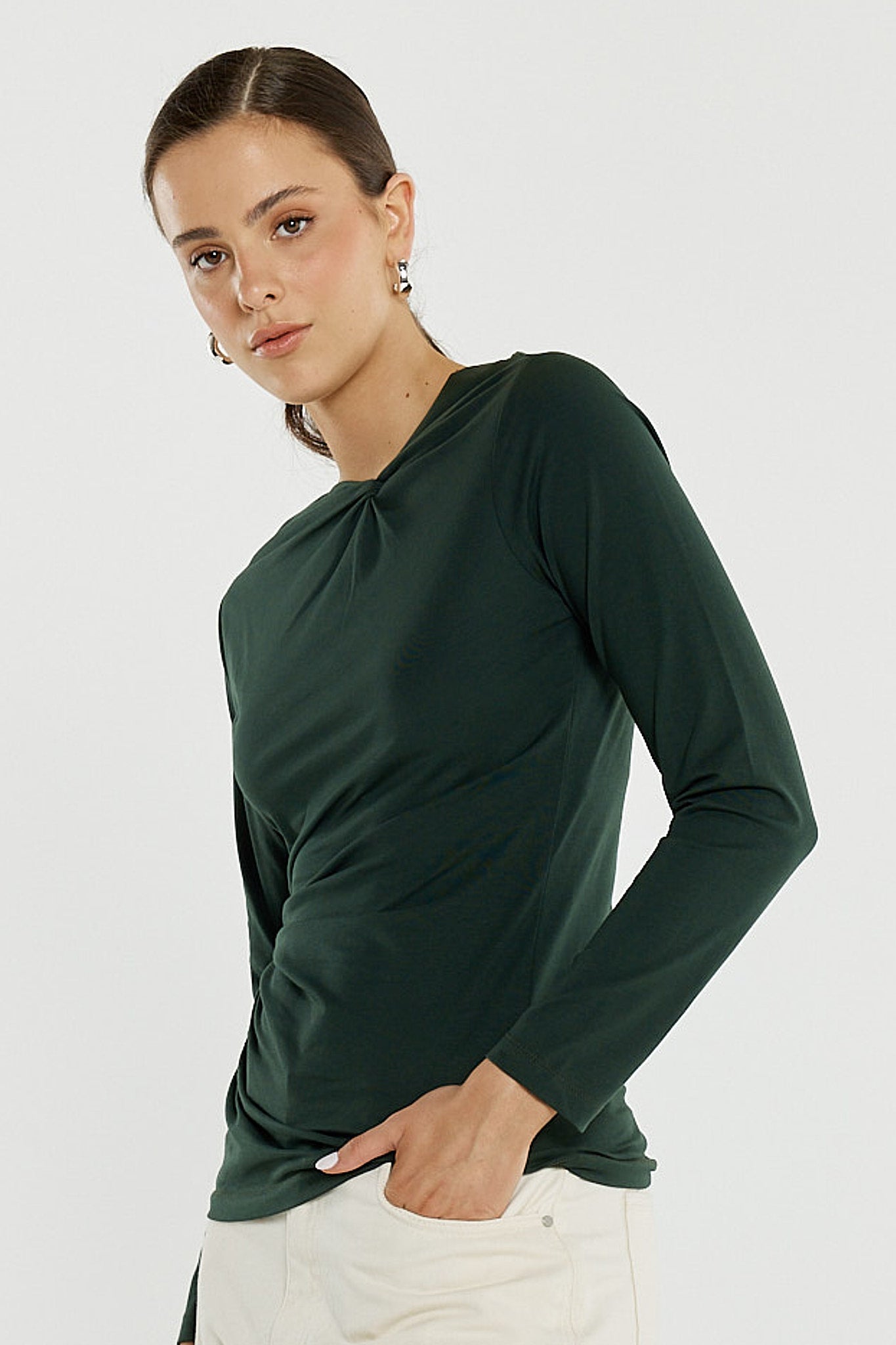 Sass Clothing Sophia Twisted Top (Bottle Green)