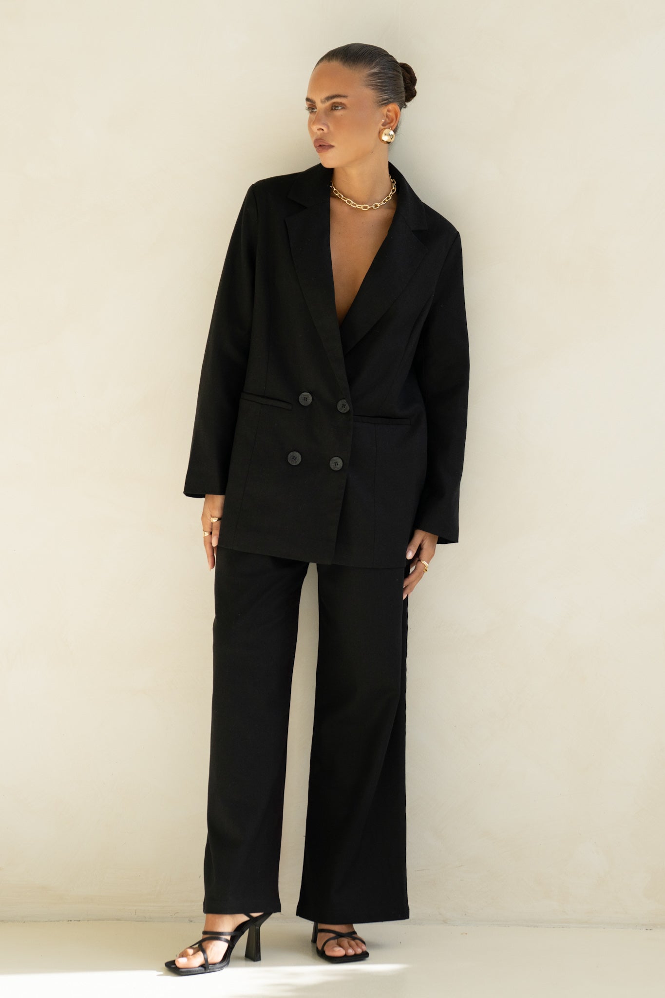 Heychic Keke Double Breasted Blazer (Black)