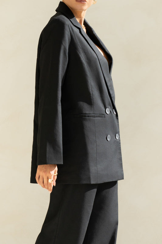 Heychic Keke Double Breasted Blazer (Black)