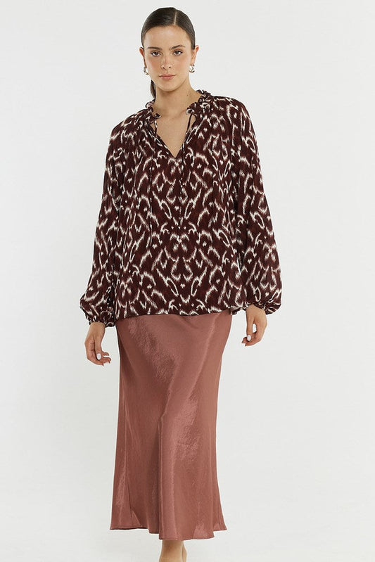Sass Clothing Willow Tie Front Blouse (Ikat)