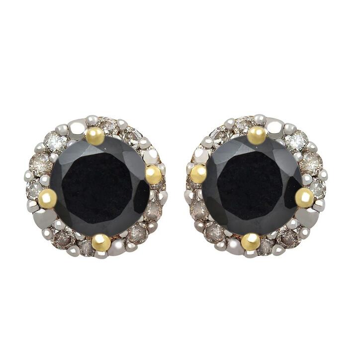 Image of Earrings. Productname: 9kt Yellow Gold 0.10tw Diamond & Sapphire Earrings in Diamond colour by brand - Bevilles
