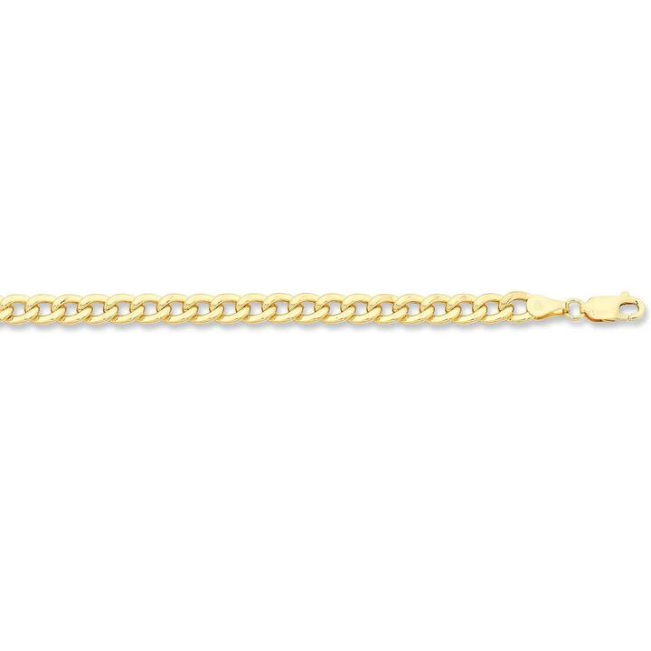 Image of Bracelets. Productname: 9kt Yellow Gold Silver Infused Curb Bracelet 19cm in Gold colour by brand - Bevilles