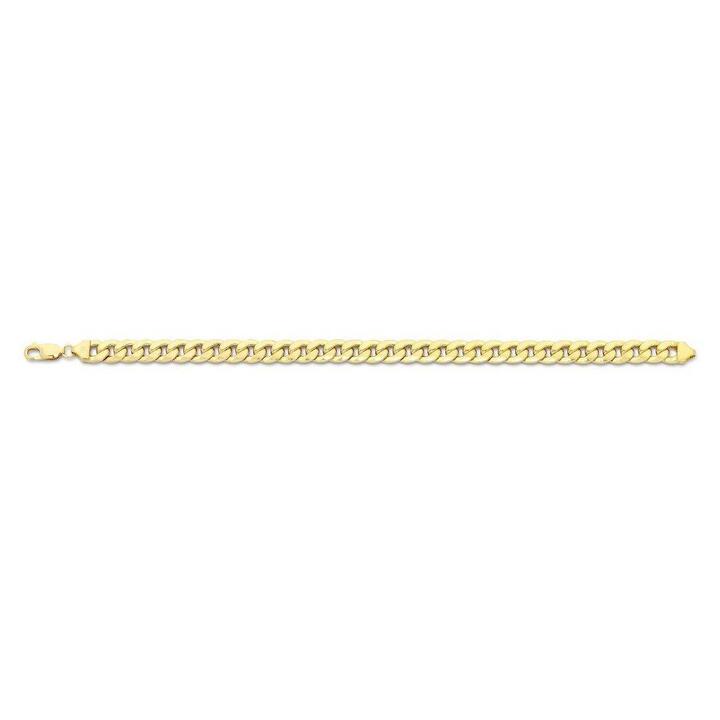Image of Bracelets. Productname: 9kt Yellow Gold 19cm Silver Infused Curb Bracelet in Gold colour by brand - Bevilles