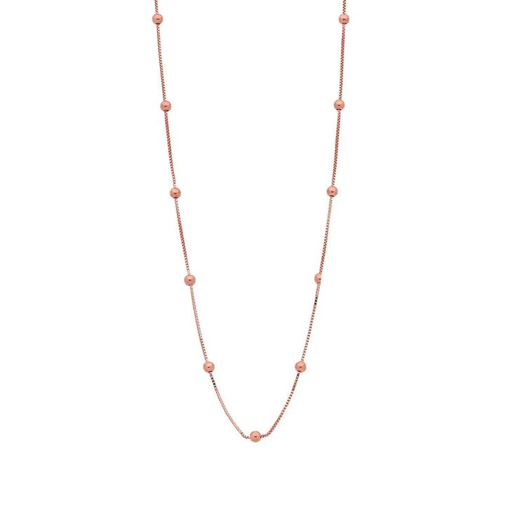 Image of Necklaces. Productname: 9kt Rose Gold Silver Infused Chain And Ball Necklace 45cm in Gold colour by brand - Bevilles