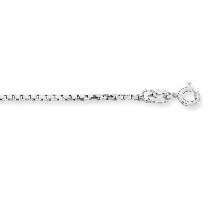 Image of Necklaces. Productname: 9kt White Gold 8 Sided Box Chain Necklace 50cm in Gold colour by brand - Bevilles