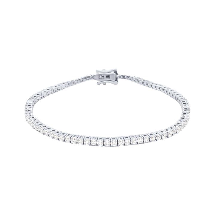 Image of Bracelets. Productname: 2mm Cubic Zirconia Tennis Bracelet in Sterling Silver in Silver colour by brand - Bevilles
