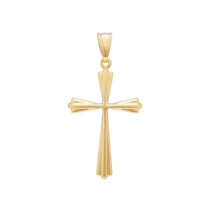 Image of Charms. Productname: 9kt Yellow Gold Fancy Cross Pendant in Gold colour by brand - Bevilles