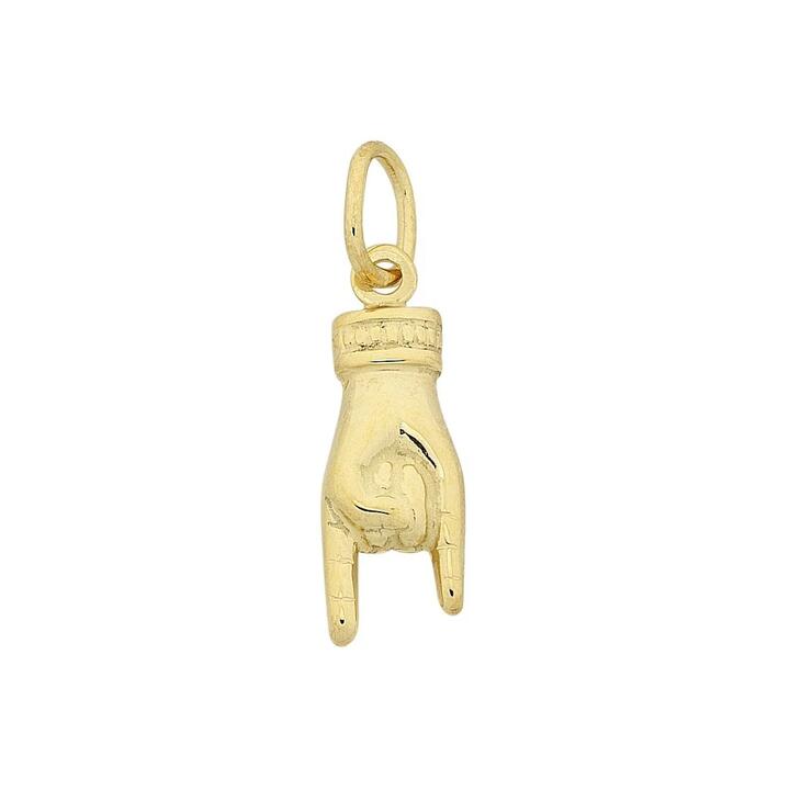 Image of Charms. Product name - Horned Hand Pendant in 9kt Yellow Gold in colour by brand - Bevilles