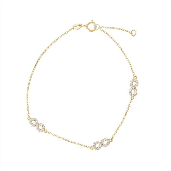 Image of Bracelets. Productname: 9kt Yellow Gold Infinity Charm Bracelet in Gold colour by brand - Bevilles