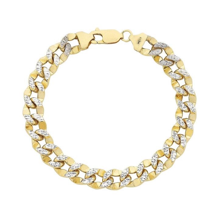 Image of Bracelets. Product name - 9kt Gold Two Tone Bonded Curb Bracelet in colour by brand - Bevilles