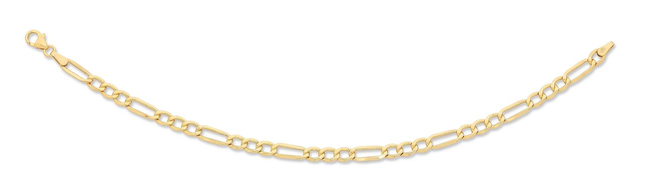 Image of Bracelets. Product name - 19cm Figaro Bracelet in 9kt Yellow Bonded Gold in colour by brand - Bevilles