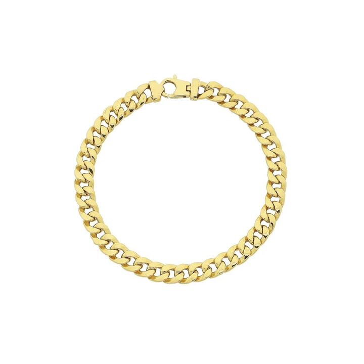 Image of Bracelets. Productname: 9kt Yellow Gold Silver Infused Flat Curb Bracelet 22cm in Gold colour by brand - Bevilles