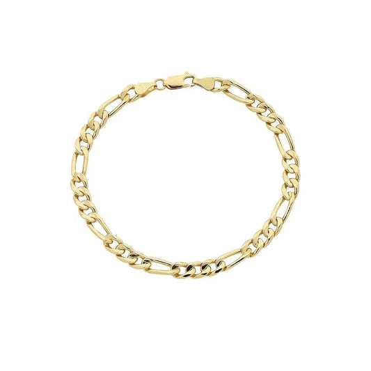 Image of Bracelets. Productname: 9kt Yellow Gold Silver Infused Figaro Bracelet in Gold colour by brand - Bevilles