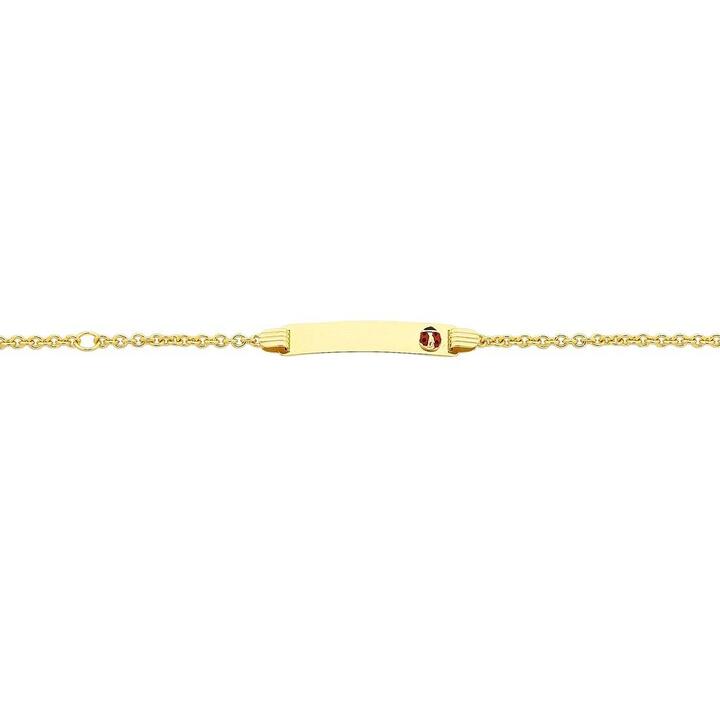 Image of Bracelets. Productname: Children's 9kt Yellow Gold Silver Infused Lady Bug ID Bracelet in Gold colour by brand - Bevilles