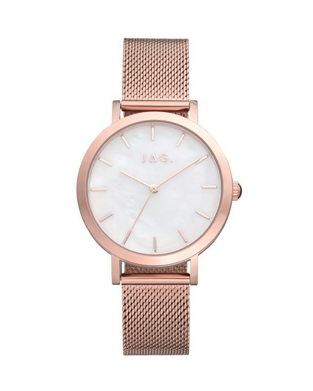 Image of Watches. Productname: Jag Olivia White and Rose Gold Women's Watch J2561A in Watch colour by brand - JAG