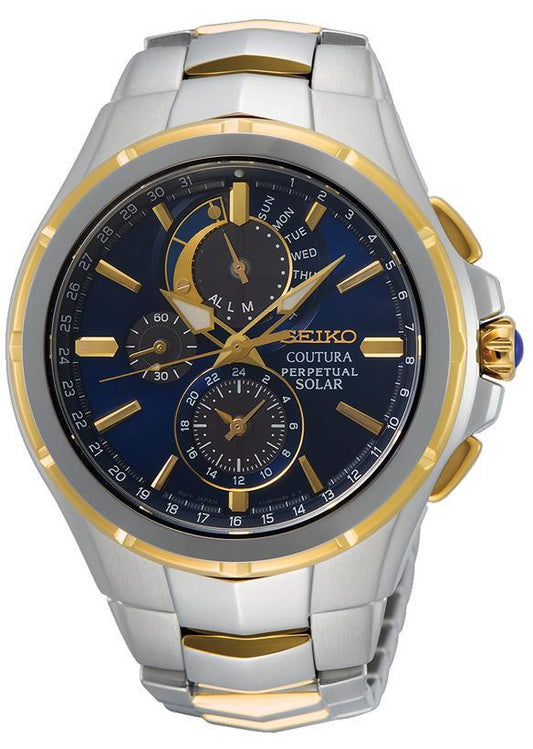Image of Watches. Productname: Seiko Coutura Perpetual Solar Blue Face Men's Watch in Watch colour by brand - Seiko