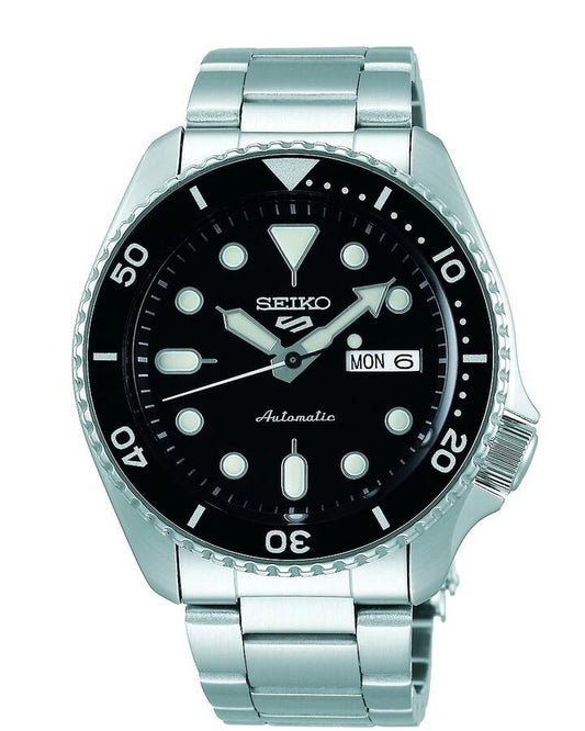 Image of Watches. Productname: Seiko 5 Sports Men's Black & Silver Watch SRPD55K in Watch colour by brand - Seiko