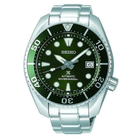 Image of Watches. Productname: Seiko Prospex Green Sumo Divers Watch SPB103J1 in Watch colour by brand - Seiko