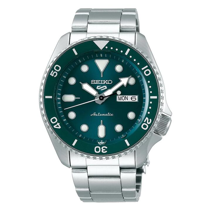 Image of Watches. Product name - Seiko Automatic Green and Silver Watch SRPD61 in colour by brand - Seiko