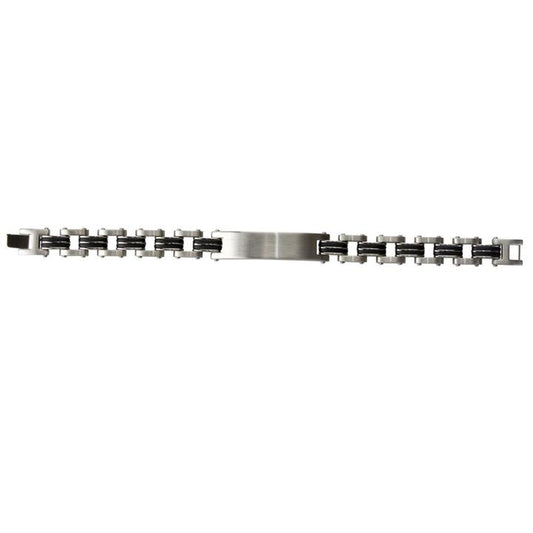 Image of Bracelets. Productname: 21cm Men's Stainless Steel Double Stripe ID Bracelet in Silver colour by brand - Bevilles