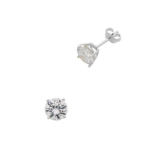 Image of Earrings. Productname: Sterling Silver 8mm Cubic Zirconia Stud Earrings in Silver colour by brand - Bevilles
