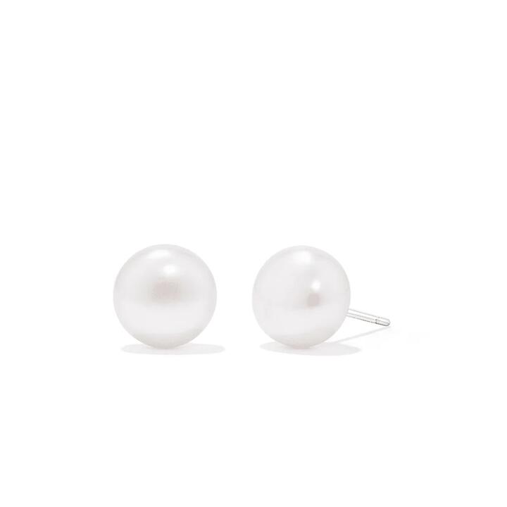 Image of Earrings. Product name - Sterling Silver 9mm White Freshwater Pearl Stud Earrings in colour by brand - Bevilles
