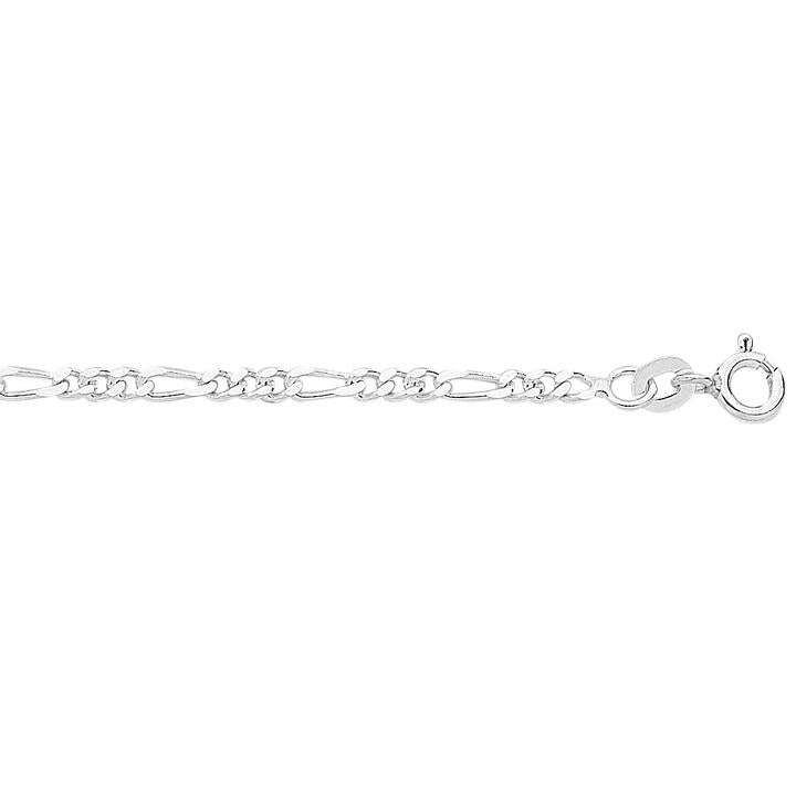 Image of Necklaces. Product name - 50cm 2mm-2.5mm Width Figaro Chain Necklace in Sterling Silver in colour by brand - Bevilles