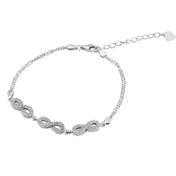 Image of Bracelets. Productname: 19cm Sterling Silver Cubic Zirconia Infinity Bracelet in Silver colour by brand - Bevilles