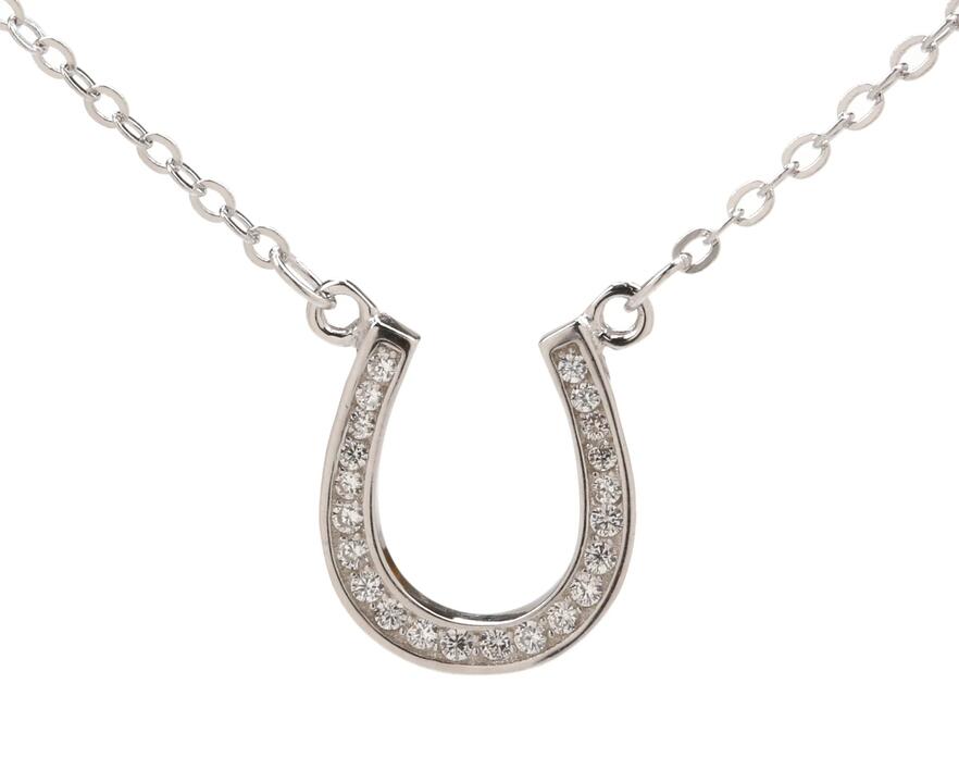 Image of Charms. Product name - 45cm Horseshoe Pendant Necklace in Sterling Silver in colour by brand - Bevilles