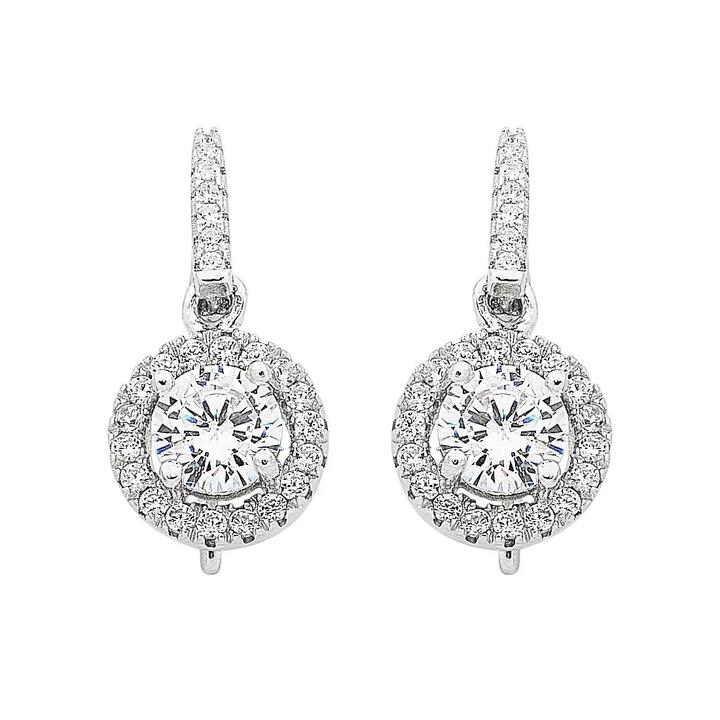 Image of Earrings. Productname: Sterling Silver Cubic Zirconia Hook Drop Earrings in Silver colour by brand - Bevilles