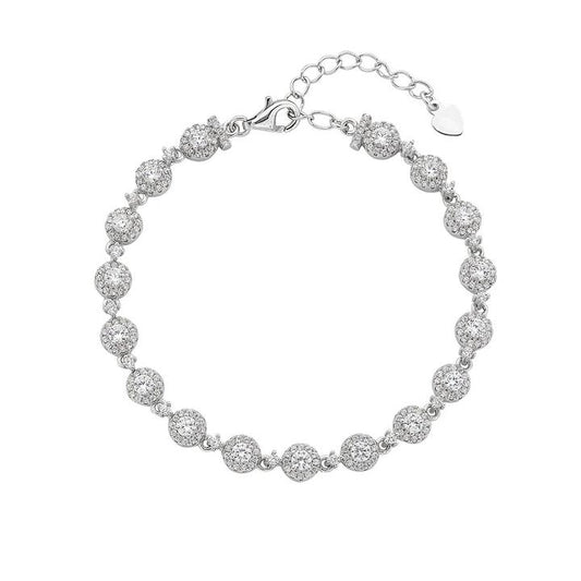 Image of Bracelets. Productname: Sterling Silver Cubic Zirconia Halo Bracelet in Silver colour by brand - Bevilles