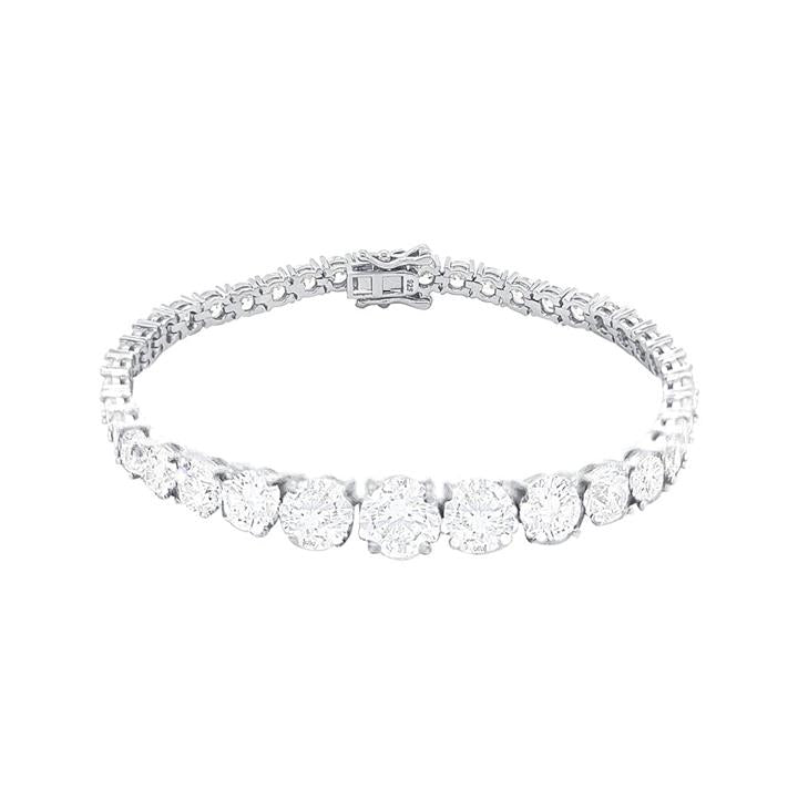 Image of Bracelets. Productname: 18.4cm Sterling Silver Tennis Bracelet with Cubic Zirconia in Silver colour by brand - Bevilles