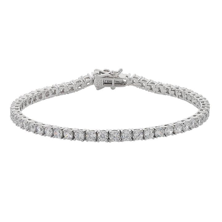 Image of Bracelets. Productname: 19cm Sterling Silver White Cubic Zirconia 3mm Claw Tennis Bracelet in Silver colour by brand - Bevilles