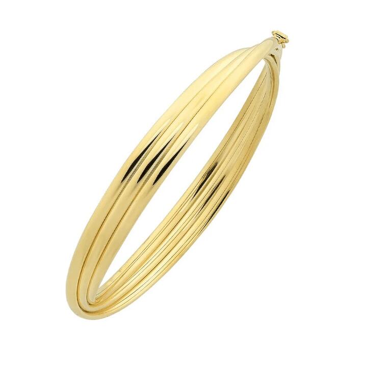 Image of Jewelry. Product name - Triple Crossover Bangle in 9kt Yellow Bonded Gold in colour by brand - Bevilles